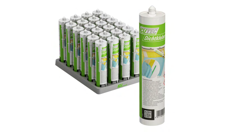 ICUTEC Dichtkleber-Palette, Nahaufnahme ICUTEC Dichtkleber vorne rechts